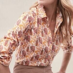 J.Mclaughlin Lois Blouse Shirt in Coral Rare Bird Women’s Size XS